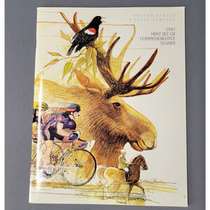 Vintage 1987 USPS Mint Commemorative Stamp Set Book Wildlife Cycling Horse USA 8